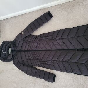 Stylish Black Quilted Long Coat